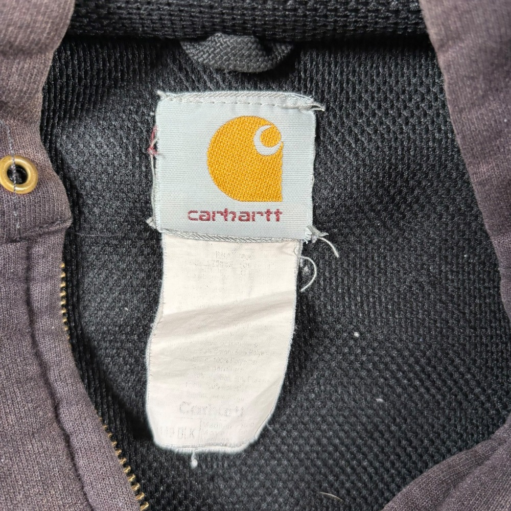 Carhartt Full Zip Hoodie Mens M Sun Faded Black Thermal Lined Heavyweight - Picture 7 of 8